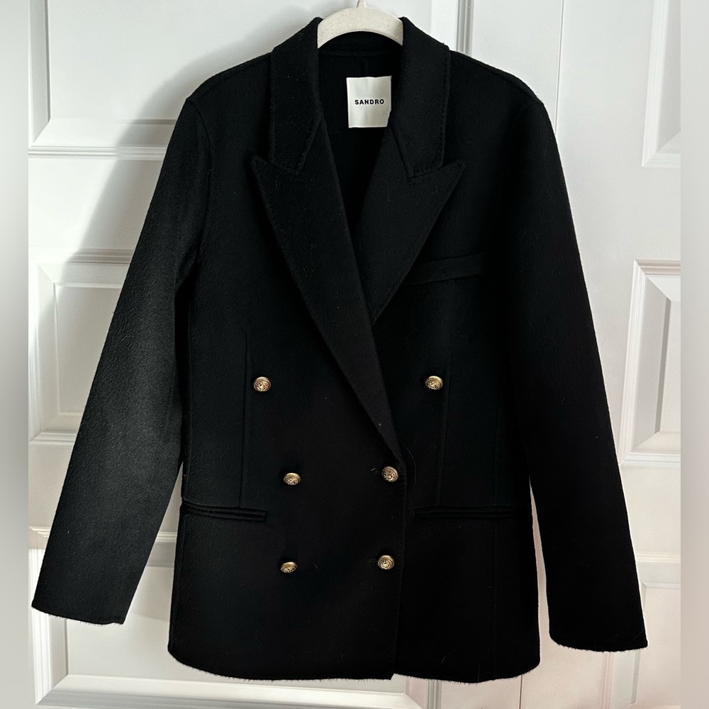 Sandro Wool Double Breasted Blazer NWT - Picture 4 of 9